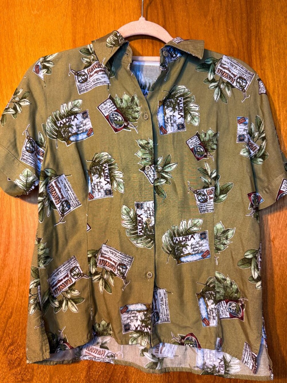 Vintage Liz Claiborne Tropical Palm Leaf Button Front Top - Size 4